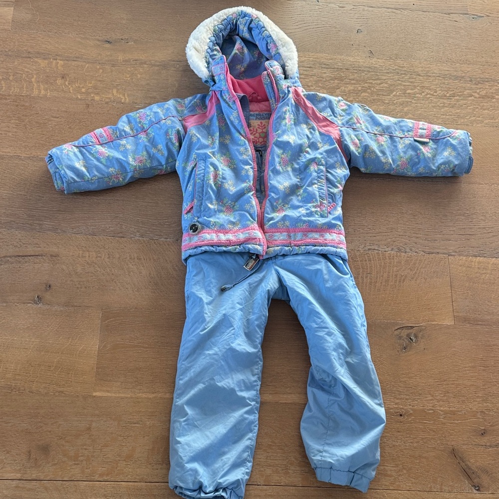 Kids Blue and Pink Floral Snowsuit